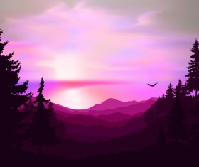 Wild nature landscape vector material 02