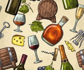 Wine pattern with beige background vector