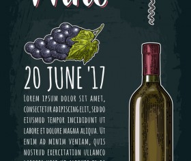 Wine poster template with grape vector
