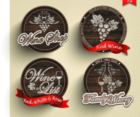 Wine wooden labels vintage design vector