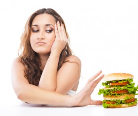 Woman eating hamburger Stock Photo 12