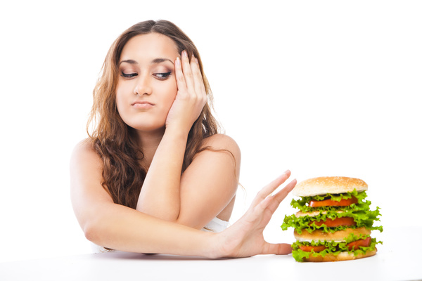 Woman eating hamburger Stock Photo 12