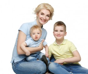 Young beautiful mother with children Stock Photo 04