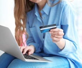 Young woman shopping online at home Stock Photo 14