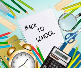 back to school background with supplies vector