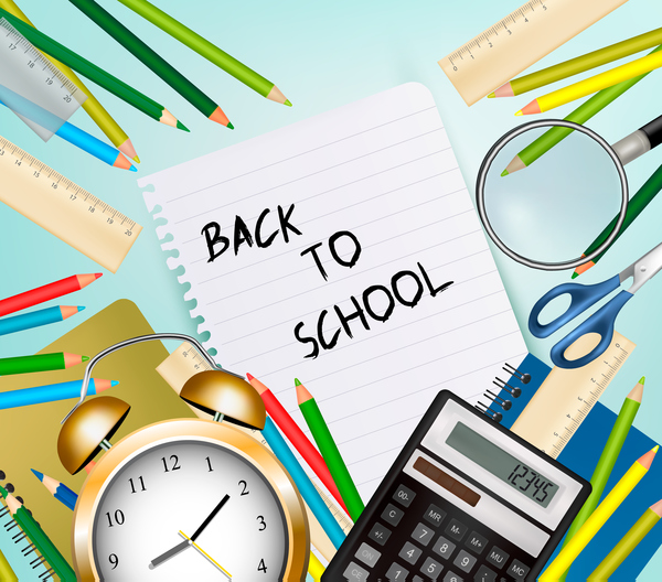 back to school background with supplies vector