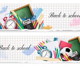 back to school banners with school supplies vector