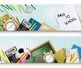 back to school banners with supplies vector 01