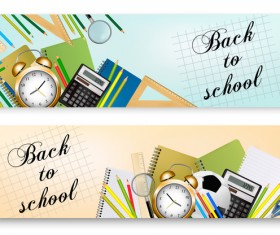 back to school banners with supplies vector 02