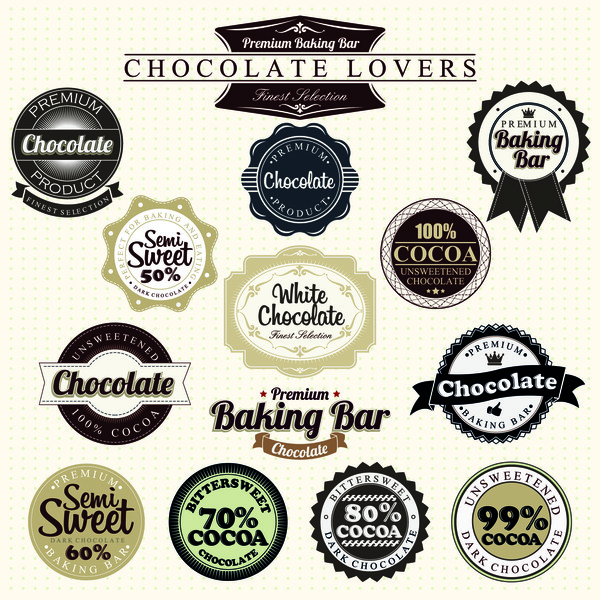 baking bar with chocolate badge with labels vector set