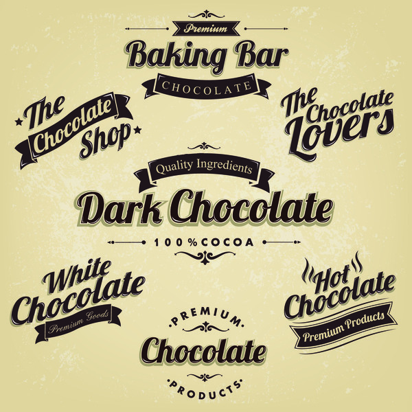 baking bar with chocolate vintege labels vector