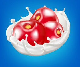 berry with milk splash vector illustration 01