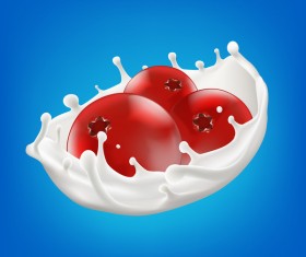 berry with milk splash vector illustration 02