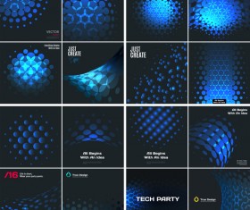 blue tech with black background vector 02
