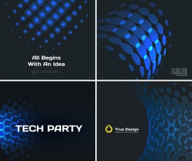 blue tech with black background vector 07