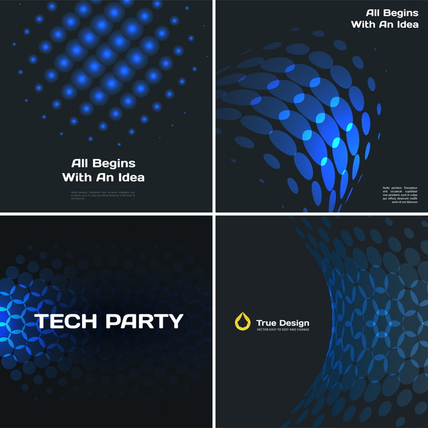 blue tech with black background vector 07