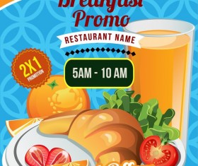 breakfast brochure poster template with bread vector