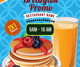 breakfast brochure template with pancake vector