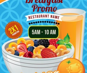 breakfast poster template with muesli vector
