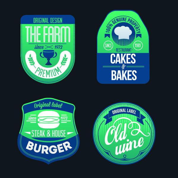 burger with wine with bakes and farm labels vector