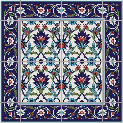 ceramic tile floral decor pattern vector