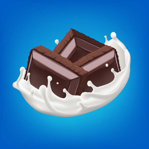 chocolate with milk splash vector illustration