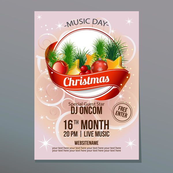 christmas night poster template vectors material