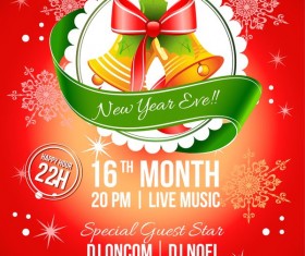christmas party bell poster template vector