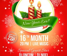 christmas party candle poster template vector