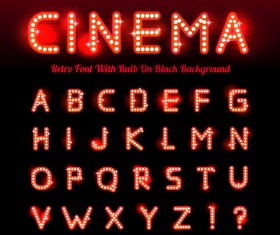cinema font with black background vector