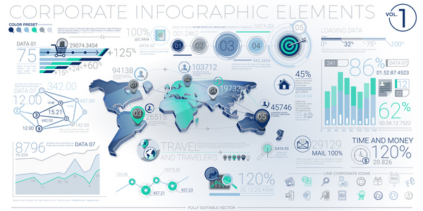 detailed corporate infographic template vector 01