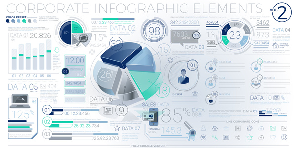 detailed corporate infographic template vector 02