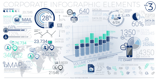 detailed corporate infographic template vector 03