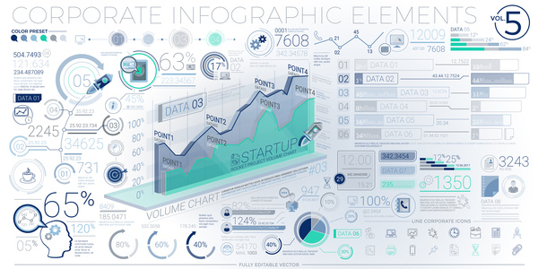 detailed corporate infographic template vector 05