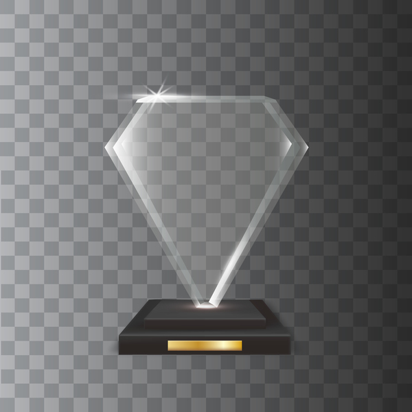diamond shape acrylic glass trophy award vector