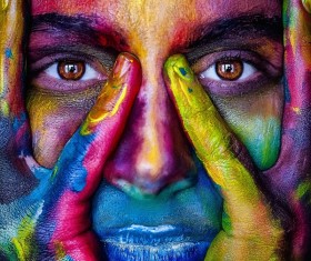 face covered with paint Stock Photo