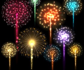 festival colored fireworks with black background vector