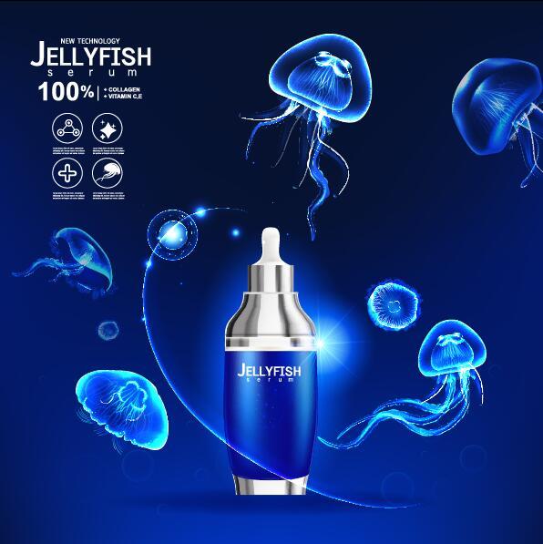 jellyfish cosmetics ad poster template vector 06