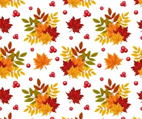 leaves with autumn fruit vector seamless pattern