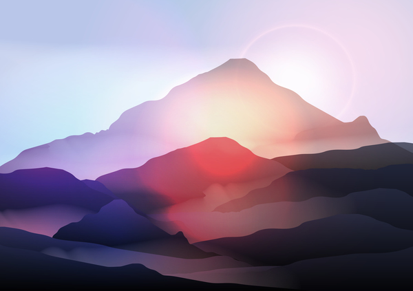 Mountain Sunrise Landscape Nature Background Vector 02 Free Download
