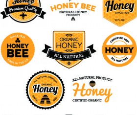 Bee honey labels retro design vector free download