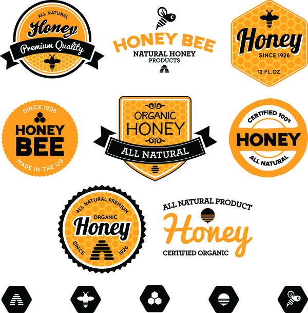 organic honey labels vectors