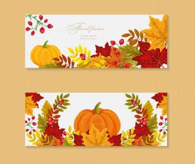 pumpkin with autumn banners vector