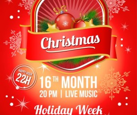 red christmas party poster template vector