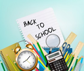 school background with supplies vector