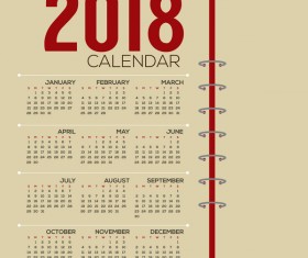 simple 2018 calendar template vector set 01