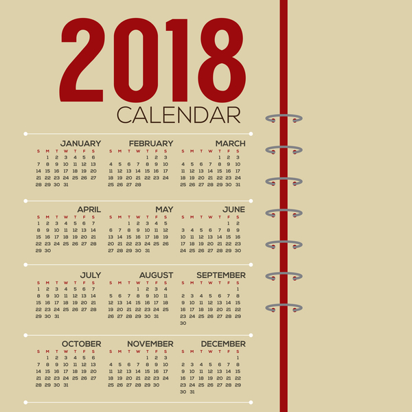 simple 2018 calendar template vector set 01