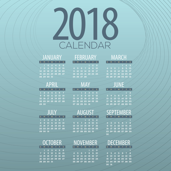 simple 2018 calendar template vector set 05