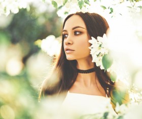 smiling woman with flowers Stock Photo 11