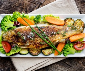 variety of flavored fish dishes Stock Photo 01
